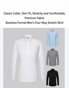 Multiple color options for men's long-sleeve slim fit business dress shirts