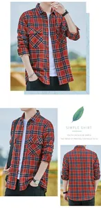 Detailed views of men's red plaid flannel shirt with warm sherpa lining and pockets