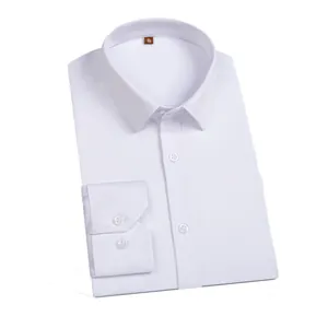 Classic men's long-sleeve white business dress shirt in a professional folded view