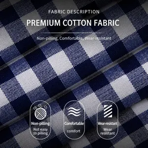 High-quality blue and white checkered cotton fabric texture for casual men's retro shirts
