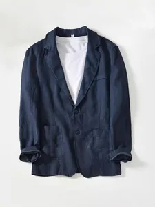 Legerer Herren-Leinenblazer in Marineblau, leicht und atmungsaktiv perfekt für den Sommer