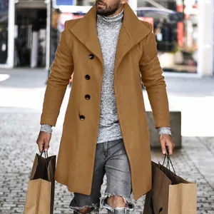 Herren-Wollmantel in mittlerer Länge mit Reverskragen für Herbst und Winter mode