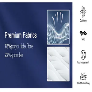 Detail view showing 78% polyamide 22% spandex fabric with breathable texture.