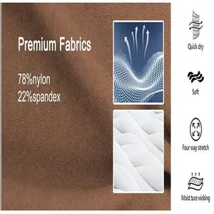 Detail of premium sports fabric: 78% nylon and 22% spandex with quick dry and soft texture.