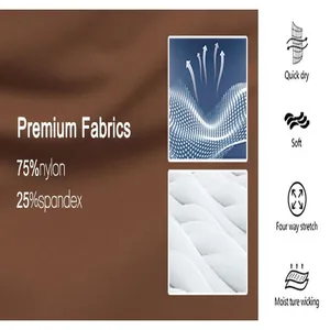 Detalle técnico de tejido deportivo transpirable con 75% de nailon y 25% de elastano suave