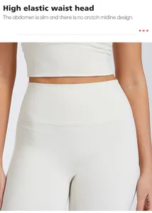 Detailansicht des hochelastischen Bauchweg-Bunds an der cremeweißen Yoga-Leggings