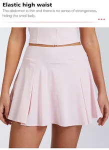 Jupe-short de sport plissée rose à séchage rapide avec taille haute élastique