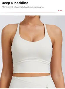 Gros plan sur le soutien-gorge de sport blanc à décolleté en U profond