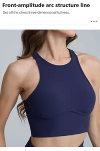 Detailansicht der Rippenstruktur und des bogenförmigen Designs des blauen Sport-BHs
