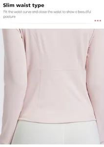 Detailed close-up showing the slim waist stitching on a pink athletic yoga jacket