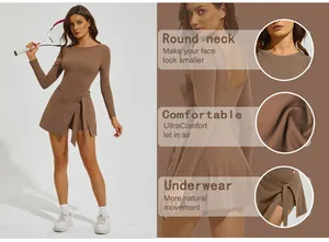 Détail de la tenue de tennis à manches longues anti-soleil avec col rond confortable