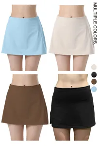 Summer athletic yoga tennis skirt shown in multiple colors with high waist slimming design
