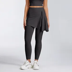 Hoch taillierte Yoga-Leggings mit abnehmbarem Wickelrock für Fitness und Training