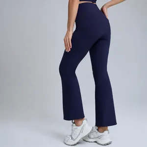 Pantalon de Yoga Évasé à Taille Haute pour Femmes Galbant Séchage Rapide Respirant Pantalons de Fitness Coupe Ajustée Leggings de Sport