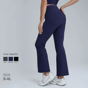 Pantalon de yoga évasé taille haute à séchage rapide pour femmes avec effet push-up