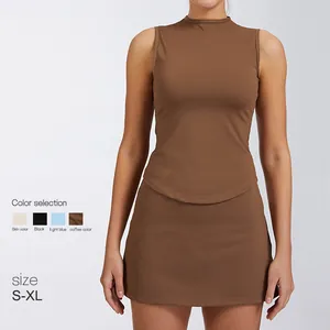 Conjunto de falda de tenis de talle alto para mujer, ropa deportiva transpirable