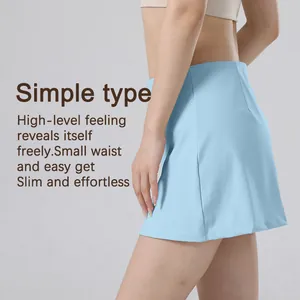 Light blue high waisted tennis yoga skirt designed for fitness and outdoor sports