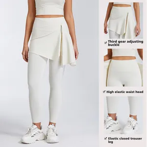 High-waist Yoga-Leggings mit abnehmbarem Rock-Overlay für Fitness- und Sporteinheiten