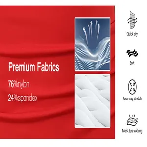 Close-up of 76% nylon 24% spandex premium fabric for red sleeveless lace top detail