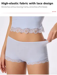 Close-up detail of high-elastic light blue lace lingerie set showing soft fabric stretch