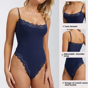Sexy Lace Yoga Bodysuit Women Skin-Friendly Adjustable Strap Body Shaper Leotard Jumpsuit Slim Fit Sleeveless Romper Top And Bottom