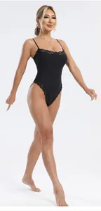 Elegant black lace bodysuit with slim fit and skin-friendly fabric for women