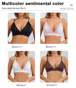 Detailed view showing four color variants of the sexy lace wireless triangle cup bralette