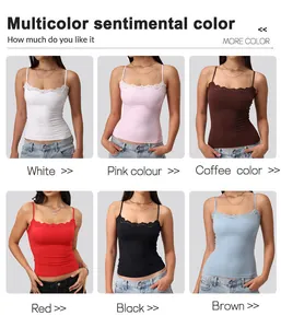 Detailed multi-color display of sexy slim lace camisole tank tops in six different colors