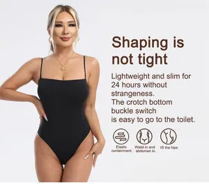Détail du body sculptant noir pour femme avec bretelles réglables et gaine ventrale