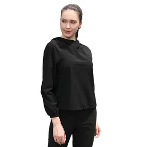 Conjunto de sauna negro con capucha para mujer, deporte y fitness perder peso