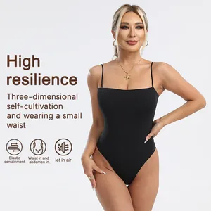 Body amincissant noir sexy avec bretelles réglables pour femmes gaine sculptante