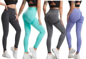 Naadloze yoga-legging met hoge taille en push-up effect verkrijgbaar in diverse kleuren
