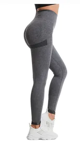 Naadloze yoga-legging met hoge taille en push-up effect in donkergrijs melange