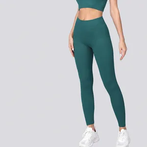 Pantaloni da Yoga senza Cuciture a Vita Alta a Costine Controllo Addominale Sollevamento Glutei Leggings da Palestra Donna