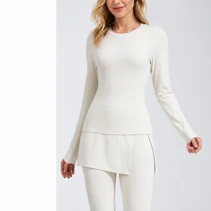Women's Yoga Set Long Sleeve Slim Fit Top And High Waist Flare Leggings Top And Bottom Two Piece Workout Outfit Breathable Activewear