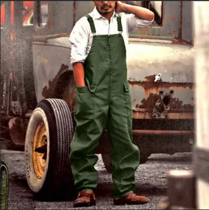 Κλασική λαδί ανδρική σαλοπέτα cargo με vintage χαλαρή εφαρμογή και στυλ εργασίας