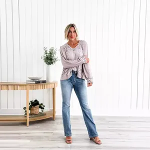 Vaqueros azules reductores de alta elasticidad para mujer con cintura alta cómoda
