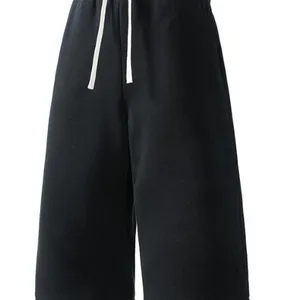 Pantaloncini casual neri da uomo, vestibilità ampia con comoda coulisse regolabile in vita
