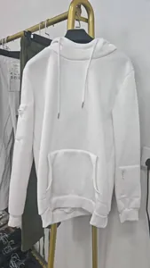 Premium solid white oversized hoodie for women featuring utility arm zipper pockets