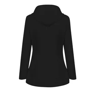 Detailed back view of a minimalist black waterproof hooded outdoor windbreaker jacket