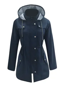 Coupe-vent imperméable pour femme coupe ajustée avec doublure de capuche à rayures