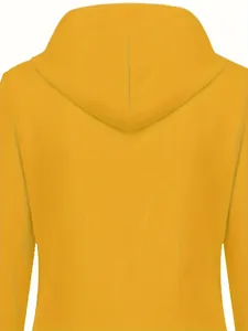 Vue détaillée de l'arrière d'une veste d'extérieur imperméable jaune à capuche pour femme