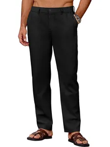 Stilvolle, atmungsaktive schwarze Herren-Freizeithose mit geradem Bein für den Sommer