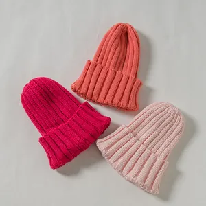 Berretto a Costine per Bambini in Morbido Lyocell Tinta Unita Cappello Caldo Invernale per Ragazzi e Ragazze Moda Coreana