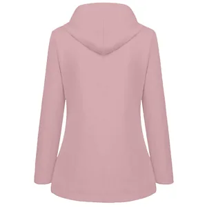 Back view of pink hooded windproof jacket showing clean hood design and solid color