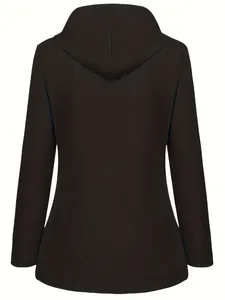 Vue arrière de la veste à capuche d'extérieur imperméable noire pour femmes