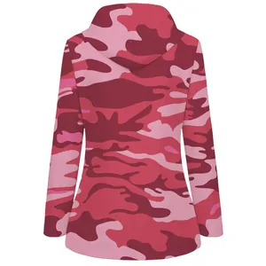 Back view of men's pink camouflage waterproof hooded outdoor jacket windbreaker