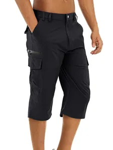 Men's outdoor water-resistant black cargo shorts featuring a multi-pocket utility design