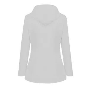 Detailed back view of a light grey hooded outdoor waterproof mountaineering jacket coat