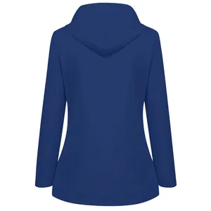 Vista posteriore professionale di una giacca con cappuccio blu navy per bambini